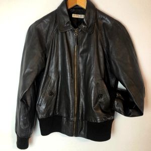 J.Crew leather bomber style women’s zip up jacket